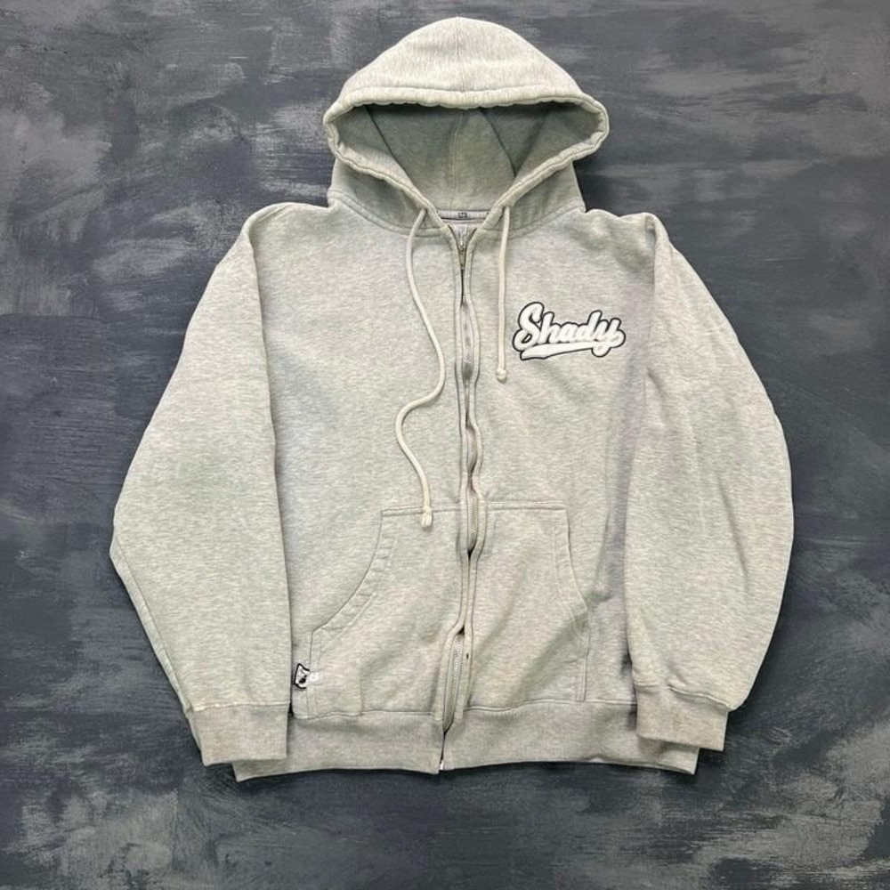 Vintage Shady Hoodie Mens Medium Gray 2000s Y2K Zip Up